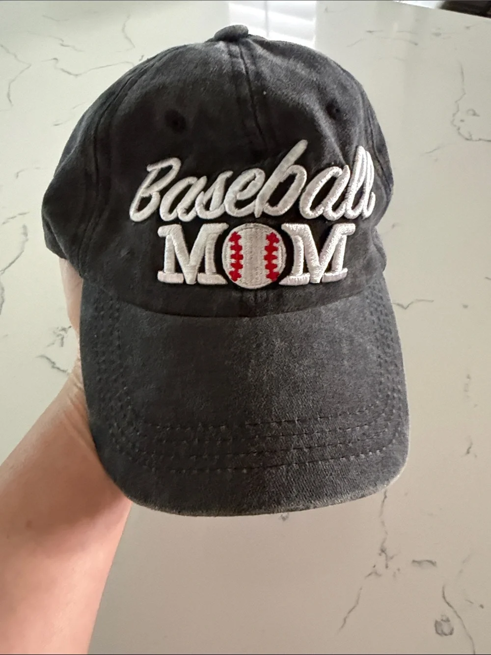 Baseball Mom Embroidered Cap - Gray